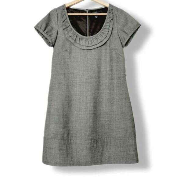 GAP Wool Blend A-Line Bib Collar Mini Dress Neutral Gray Sz 2 - Picture 1 of 13
